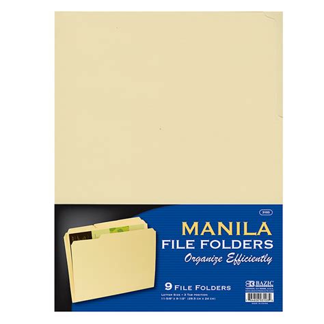 1/3 Cut Letter Size Manila File Folder (9/Pack) - InStock Supplies