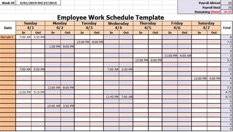 15 Free Employee Work Schedule Templates in MS Excel & MS Word Format