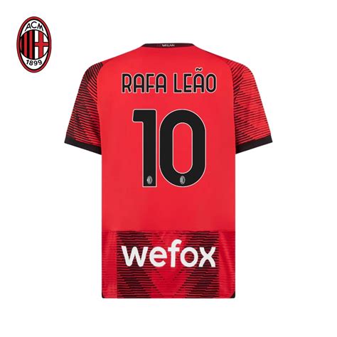 2023–24 AC Milan Tricou Acasa Rafael Leao #10 Roșu Kit