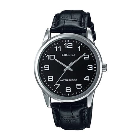 Order Casio Men's Dress Analog Black Dial Watch, Leather Strap, MTP-V001L-1BUDF Online at Best ...