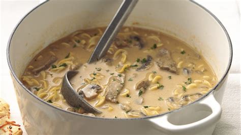 Creamy Beef, Mushroom and Noodle Soup recipe from Betty Crocker