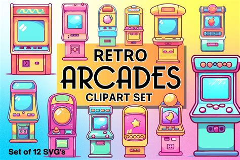 Pastel Retro Arcade Games Clipart Set Graphic by Graphique Haven · Creative Fabrica