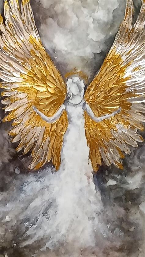 Angel painting watercolor angel gold silver angel wings etsy – Artofit