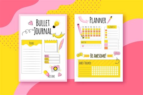 Premium Vector | Bullet journal planner set