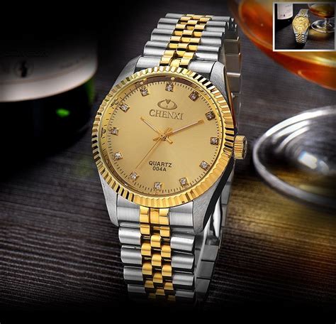 Most Popular Waterproof Mens & Womens Yellow Gold Crystal Quartz Wrist Watches | eBay