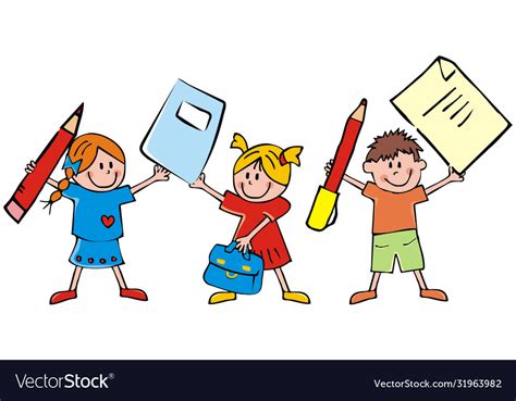 Children and school equipment drawing Royalty Free Vector