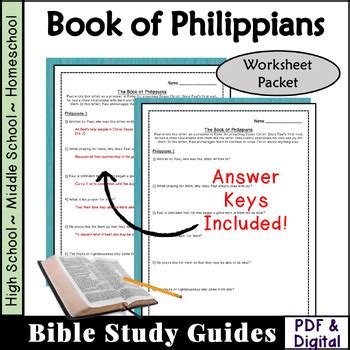 Bible Study Questions for Philippians worksheet packet by Teaching to Equip