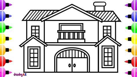 How To Draw A House House Coloring Page Drawing Images For Kids | Images and Photos finder