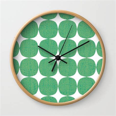 Buy White Starburst on Green Wall Clock by theorangecactus. Worldwide shipping available at ...