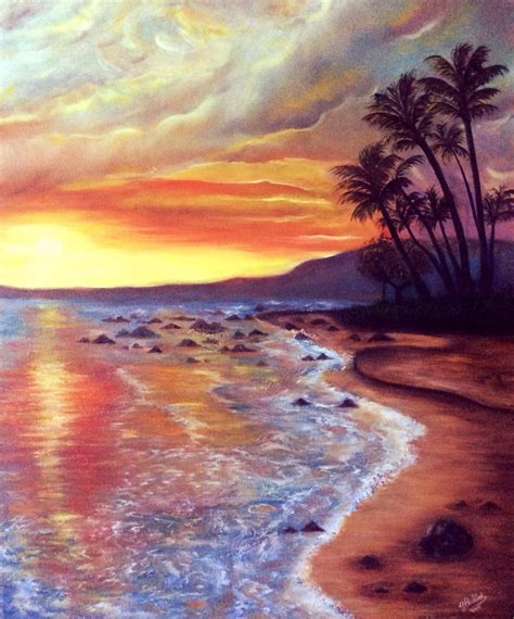 Beach Sunset Oil Painting Images & Pictures - Becuo