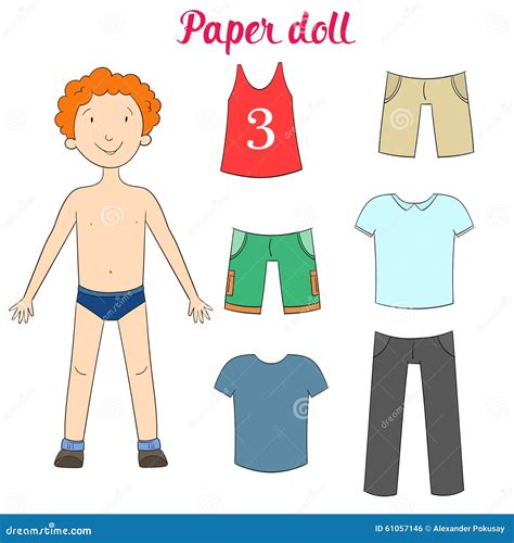 Paper Doll Boy And Clothes Vector Illustration Stock Vector - Image: 61057146