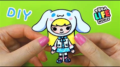 How to draw🤍Cinnamoroll💙 themed Toca Boca Girl DIY Paper Crafts in 2023 | Paper crafts diy, Diy ...