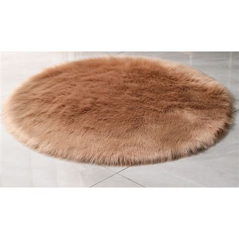 Round Faux Fur Rug (100cm x 100cm) - Light Ash Brown | Shop Today. Get it Tomorrow! | takealot.com