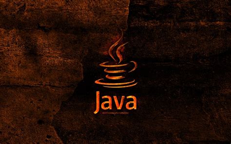 Download wallpapers Java fiery logo, programming language, orange stone background, creative ...