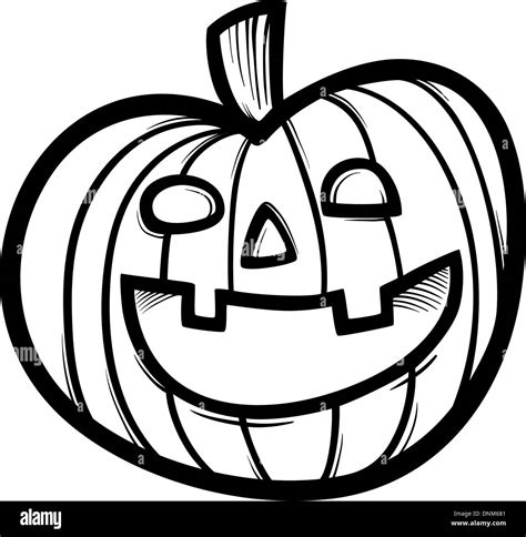 Black and White Cartoon Illustration of Spooky Halloween Pumpkin Clip Art for Coloring Book ...