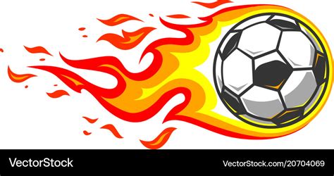 Soccer ball in burning fire flames Royalty Free Vector Image