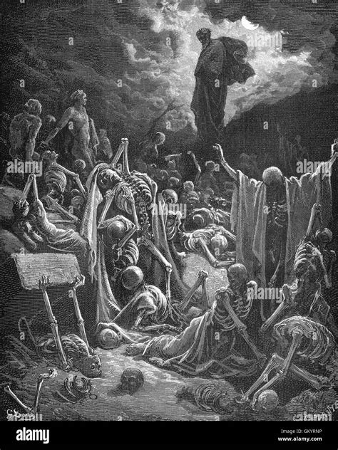 Engraving of The Vision of The Valley of Dry Bones by Gustave Doré Stock Photo - Alamy