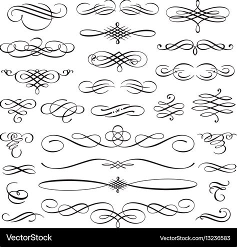 Vintage calligraphic design elements swirls Vector Image