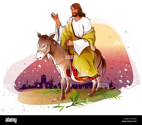 Jesus riding donkey hi-res stock photography and images - Alamy