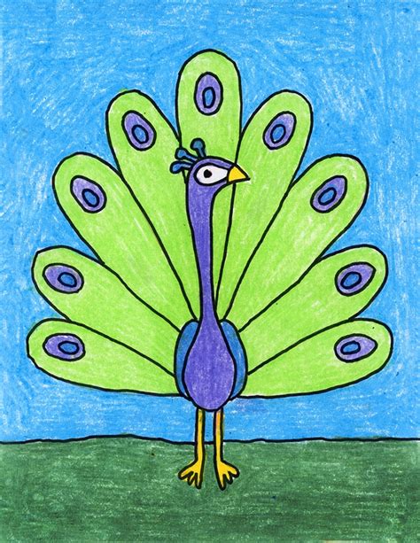 peacock Art Drawing For Kids - Ivette Landro