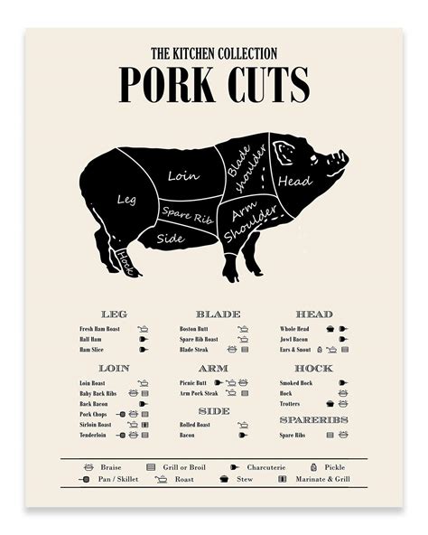 Buy Pork Cuts Poster Prints - er Guide Wall Decor - (11 inches x 14 inches) Pig Meat Chart ...