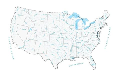 Lakes and Rivers Map of the United States - GIS Geography