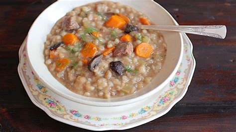 Crockpot Beef Barley Mushroom Soup Recipe | The Nosher