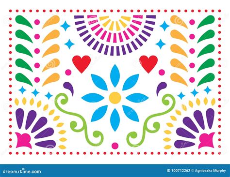 Mexican Folk Art Pattern, Colorful Design With Flowers Inspired By Traditional Art Form Mexico ...