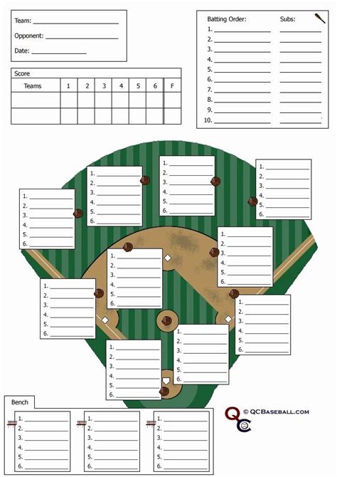 Baseball Depth Chart Template Excel