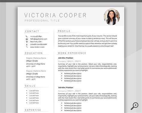 CV TEMPLATE Resume Word. Professional Resume Template. - Etsy Canada