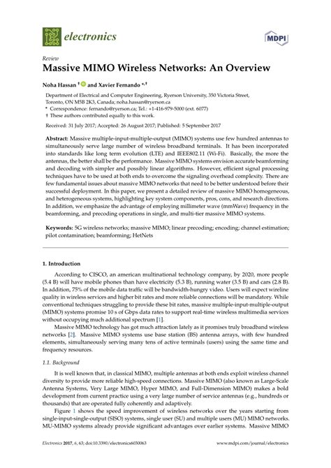 (PDF) Massive MIMO wireless networks: An overview