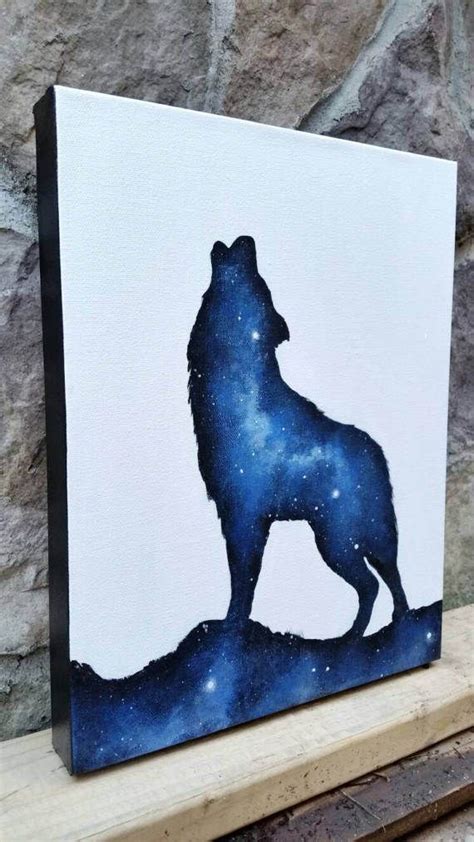 Space wolf painting, galaxy canvas painting, space canvas, wolf canvas, original wolf painting ...