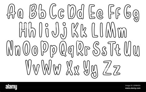 Set of hand drawn alphabet font. Simple outline letters. Handwritten alphabet uppercase ...