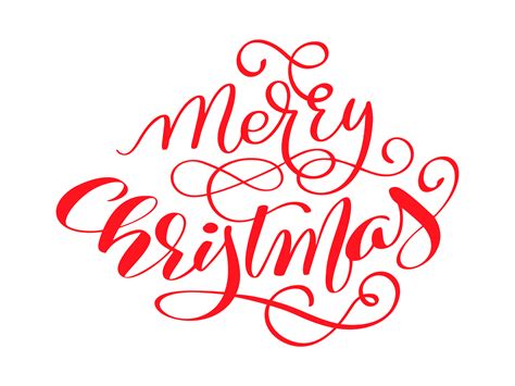 Merry Christmas red vector Calligraphic Lettering text for design greeting cards. Holiday ...