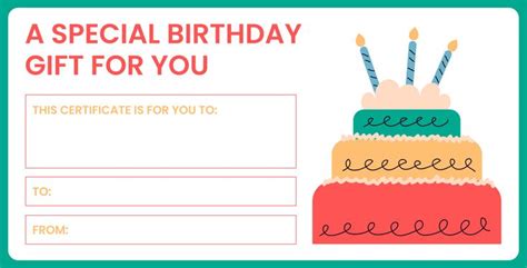 Birthday Certificate Gift Voucher Template Free | Free gift certificate template, Coupon ...