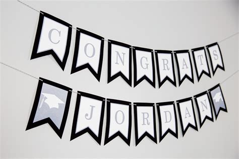 Printable Graduation Party Banner in Black and Silver