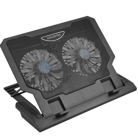 COOLER PAD ADJUSTABLE LAPTOP STAND WITH DUAL COOLING FAN WITH LED LIGHT FIT FOR 10-17 INCH ...