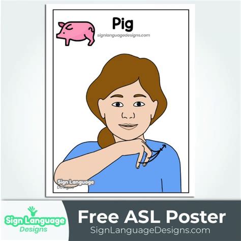 Free ASL Sign Poster - COW - Sign Language Designs