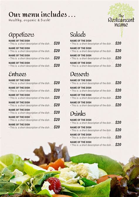 Food Menu Template - BigProductStore.com