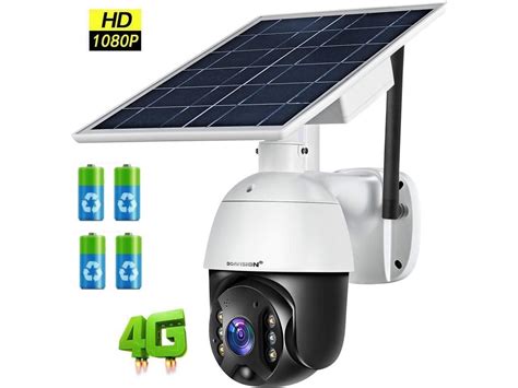 4G Outdoor PTZ Security Camera with Solar Panel 1080P Waterproof Wireless IP Dome Cam Pan/Title ...