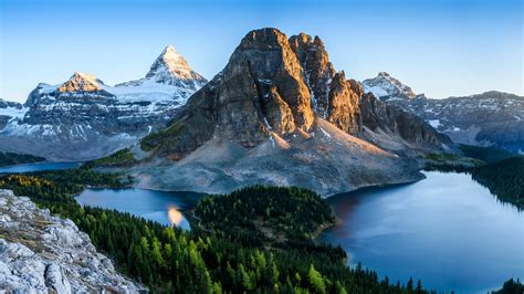 Beautiful nature, Banff National Park, lake, mountains, trees, Canada Wallpaper | 2560x1440 QHD ...