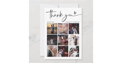 Modern Photo Collage Wedding Thank You Card | Zazzle