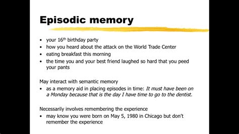 Semantic and Episodic Memory - YouTube