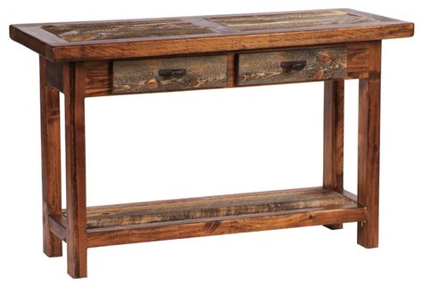 Rustic Four-Drawer Reclaimed Wood Sofa Table - Rustic - Console Tables - by MyBarnwoodFrames