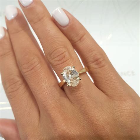 2 Carat Oval E VS2 - 14K Yellow Gold Solitaire Lab Grown Diamond Engag – Best Brilliance