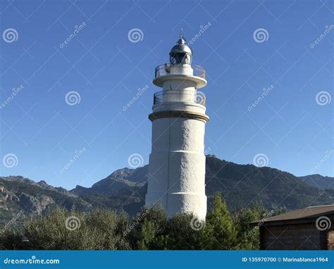 Es Refugi Den Muleta Lighthouse Port De Soller Village Stock Photo - Image of refugi, balearic ...