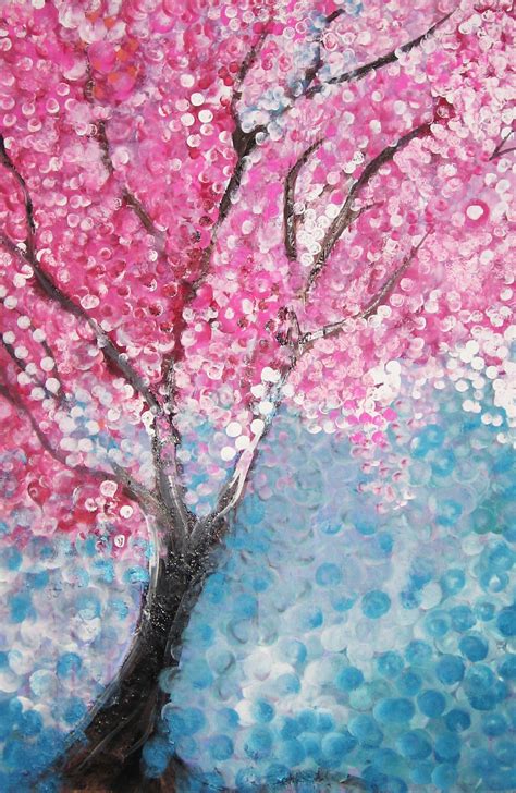 Cherry blossom painting Dot Art Painting, Tree Painting, Diy Painting, Canvas Painting, Spring ...