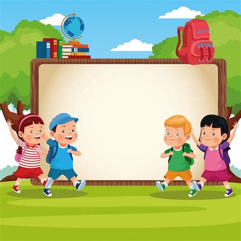 Back to school kids cartoon | Free Vector