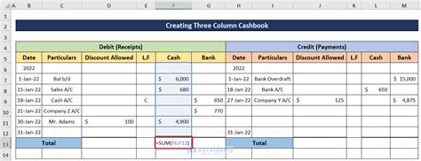 How to Create Three Column Cash Book in Excel - ExcelDemy