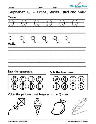 Lower Case Q Worksheets